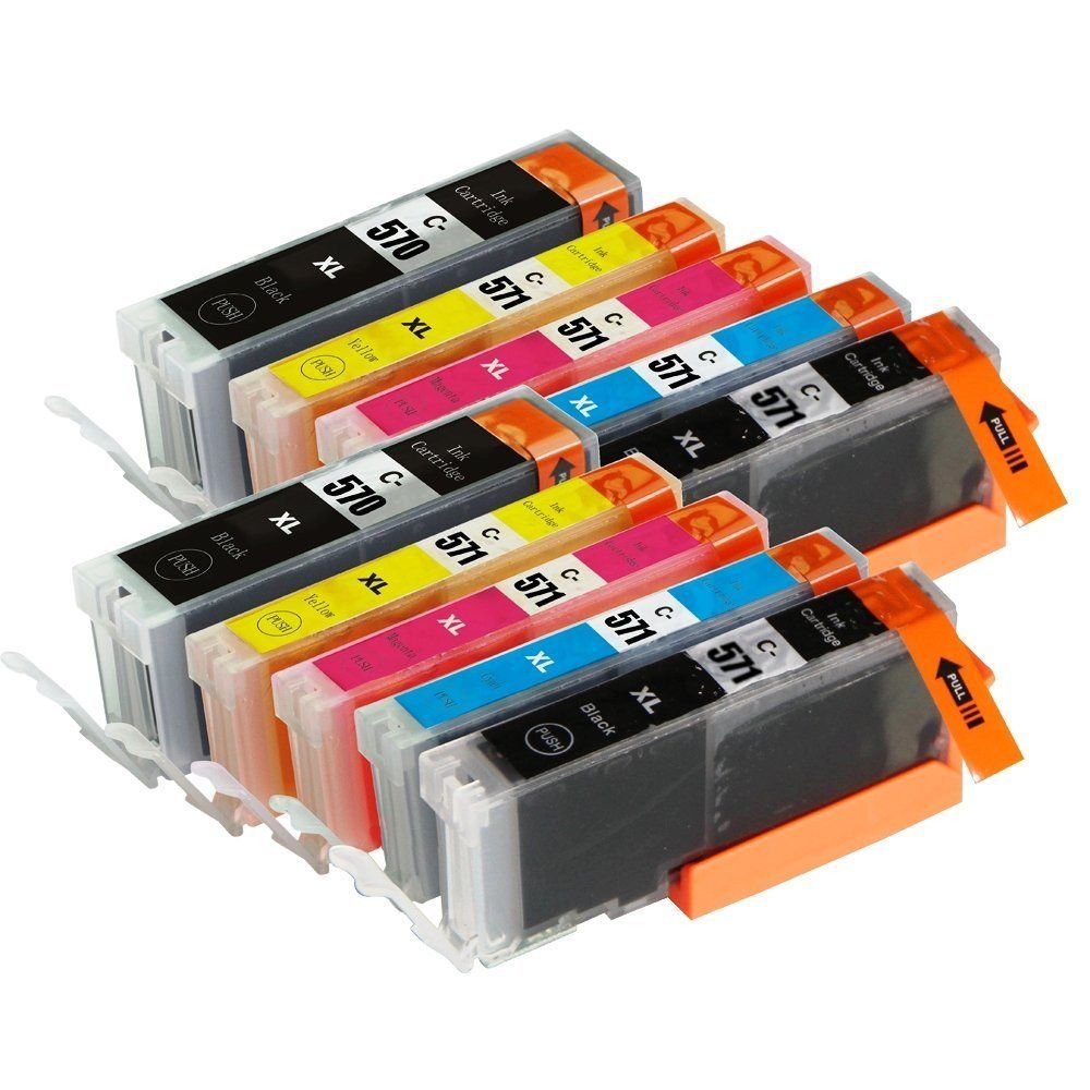 10 PK XL ink cartridges PGI-570/CLI-571 Multipack (BK/C/M/Y) - Compatible with Canon PIXMA MG5700, PIXMA MG5750, PIXMA MG5751, PIXMA MG5752, PIXMA MG5753, PIXMA MG6800, PIXMA MG6850, PIXMA MG6851, PIXMA MG6852, PIXMA MG6853, PIXMA MG7700, PIXMA MG7750, PIXMA MG7751, PIXMA MG7752, PIXMA MG7753 TS5050 TS6050 TS5051 TS5053 TS5055 TS7750 by BVH Direct