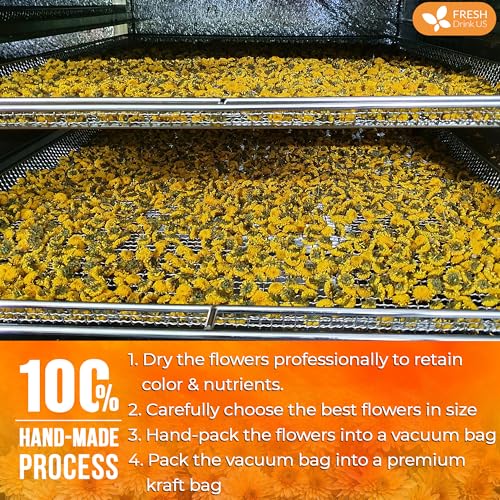 Image of FreshDrinkUS, Premium 5oz Chrysanthemum Flowers, 100% Natural & Pure Chrysanthemum Flower Dried, Chrysanthemum Herbal Tea, No Additives, No Caffeine, Vegan