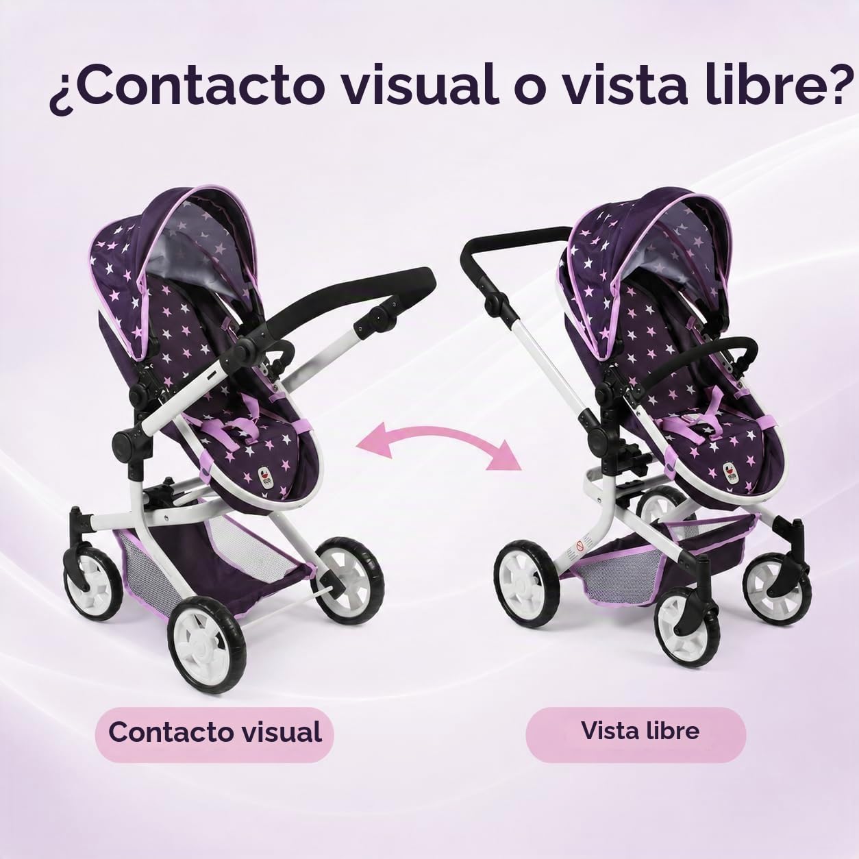 Bayer Chic 2000 595 71 Mika - Carrito para muñecas, diseño de Estrellas, Color Lila