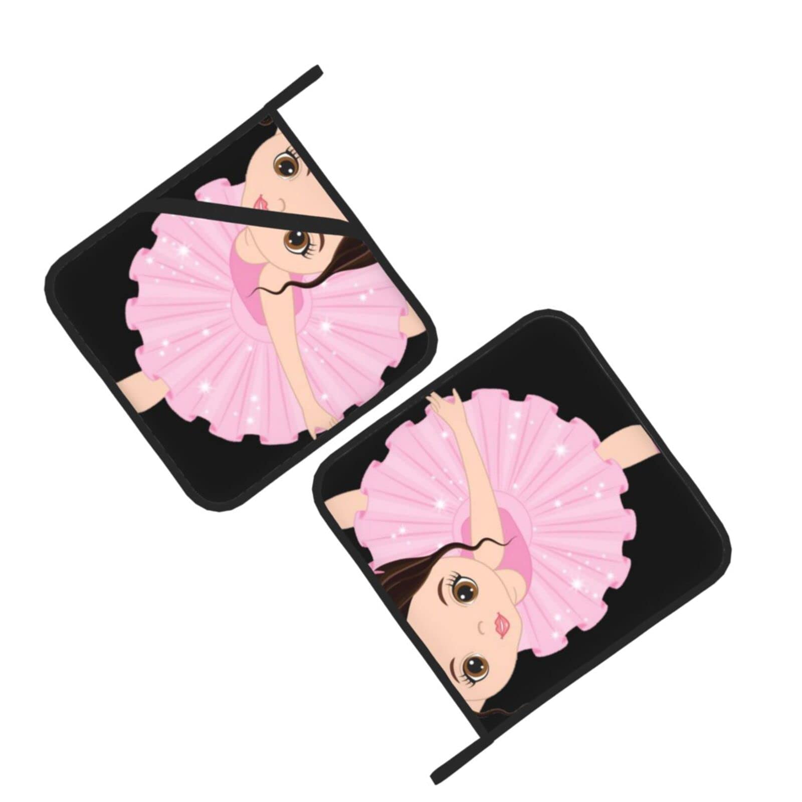 Little Ballerina Dancing Girl Printed Oven Pot Holders Set of 2 Pcs Heat Resistant Kitchen Microwave Potholders for Cooking Baking Grilling