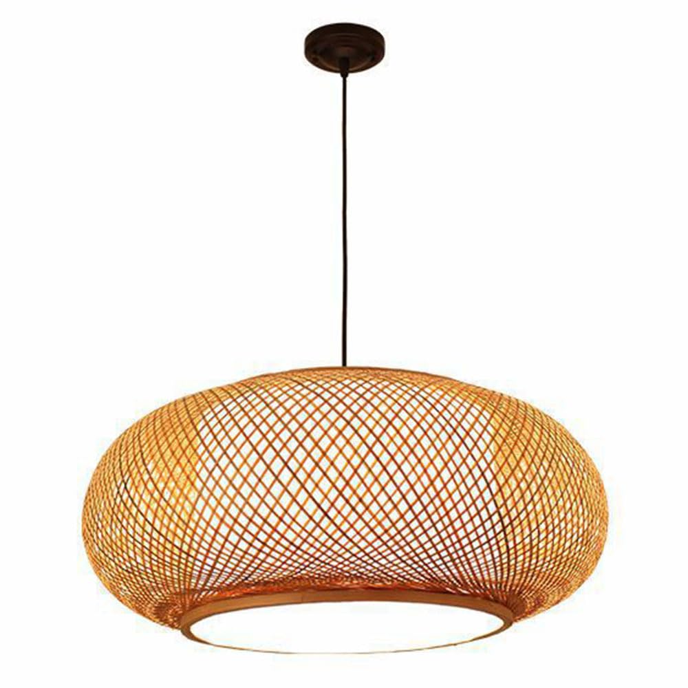 SHUANGZ Southeast Asian Style Bamboo Chandelier Woven Pendant Lights Kitchen Island Rattan Basket Hanging Light Ceiling Lighting Fixture with Adjustable Cord Wicker Lamp Restaurant Tea Room Bedroom