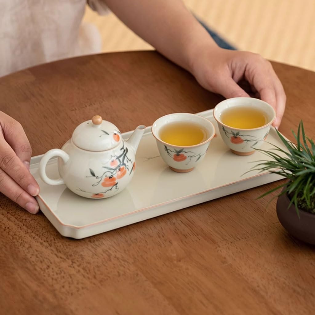 Bandeja para Servir, Creativa Bandeja de cerámica Pintada a Mano para té Zen, Bandeja pequeña para Aperitivos y Frutas, Ideal para Comer en el Regazo.
