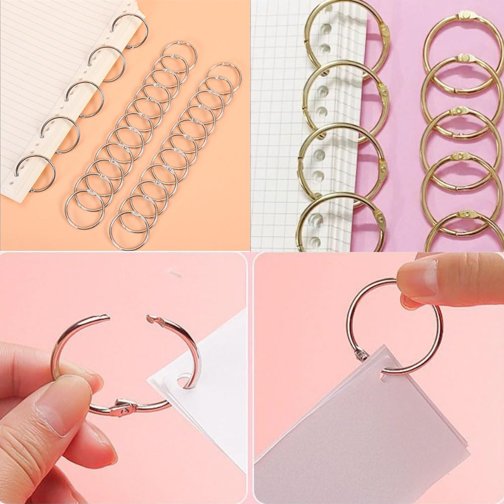 160 Anelli Per Libri In Metallo Argento - 4 Misure: 15, 20, 25, 30 Mm - Per Scrapbook, Album, Targhette, Rilegatura Fai Da Te - 5