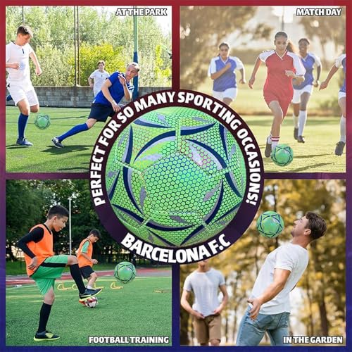 massway Offizielle Größe 5 Leuchtender Fußball, Fußball Leuchten im Dunkeln für Nachtspiele Training, Sport Leuchtfußball Kinder Erwachsene, Lederfussball mit Pumpe