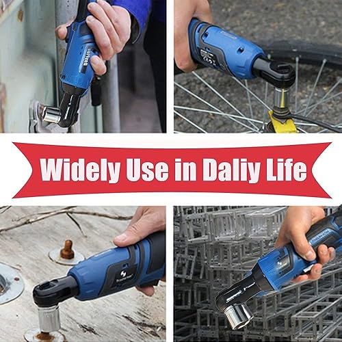 Miniatura 7 de Juego de llaves de trinquete eléctricas inalámbricas, kit de herramientas de trinquete de potencia de 3/8 de pulgada, 12 V, llave de tuerca de