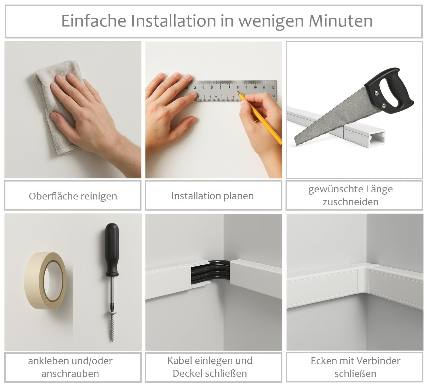 Kunststof Kabelgoot - 12 mm - 1,5 meter - Zwart