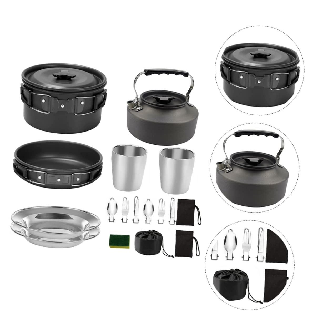 YARNOW Théière Et Casserole Extérieur pour Personnes Ustensiles De Cuisine De Camping Assiette De Pique- Portable