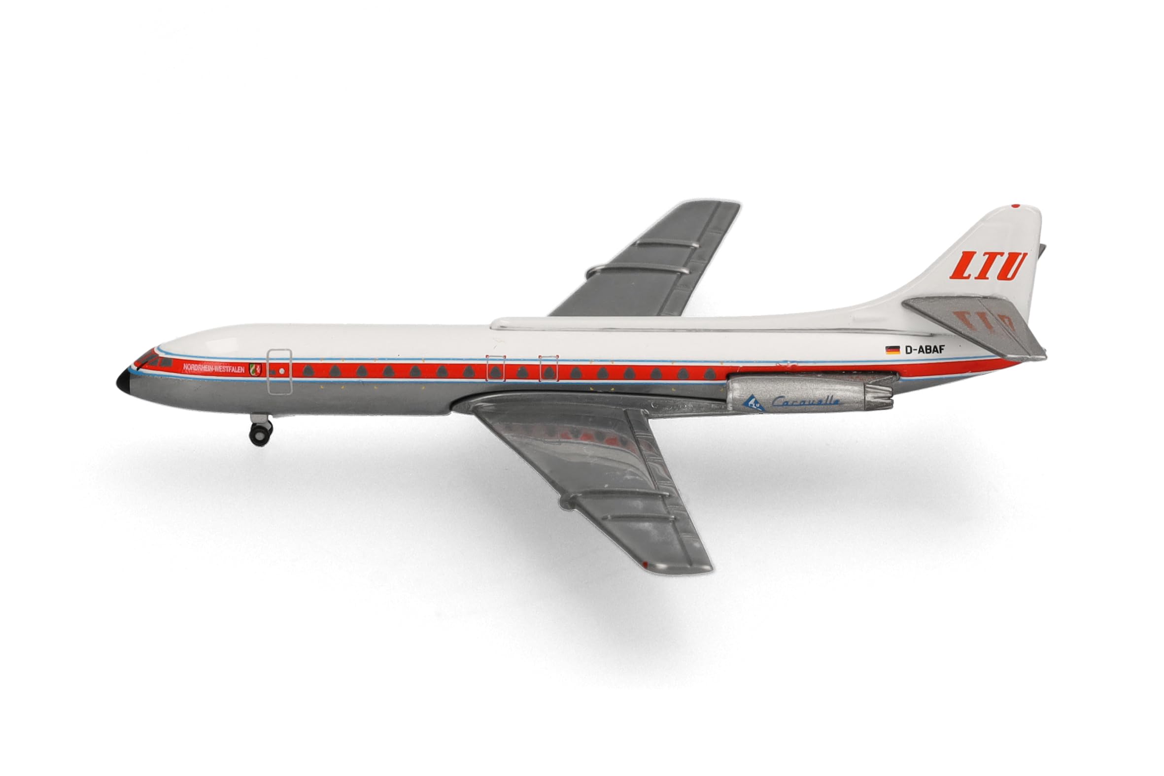 Herpa Miniatura del avión LTU Sud Aviation Caravelle, Escala 1/500, Modelo prefabricado, maqueta de colleción, modelismo, Avion sin Soporte, Figura Metal