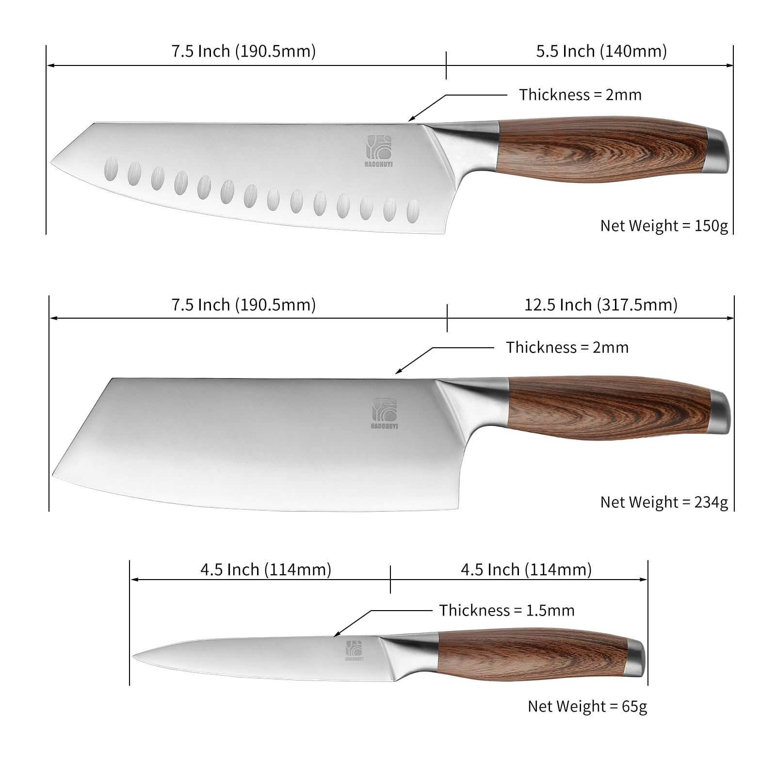 3-Piece Professional Chef Knife Set - Ultra-Sharp Kitchen Knives with Ergonomic Steel Handle, Ideal for Home, Outdoor, Camping, BBQ, and Gifts for Men — Amazon image 2