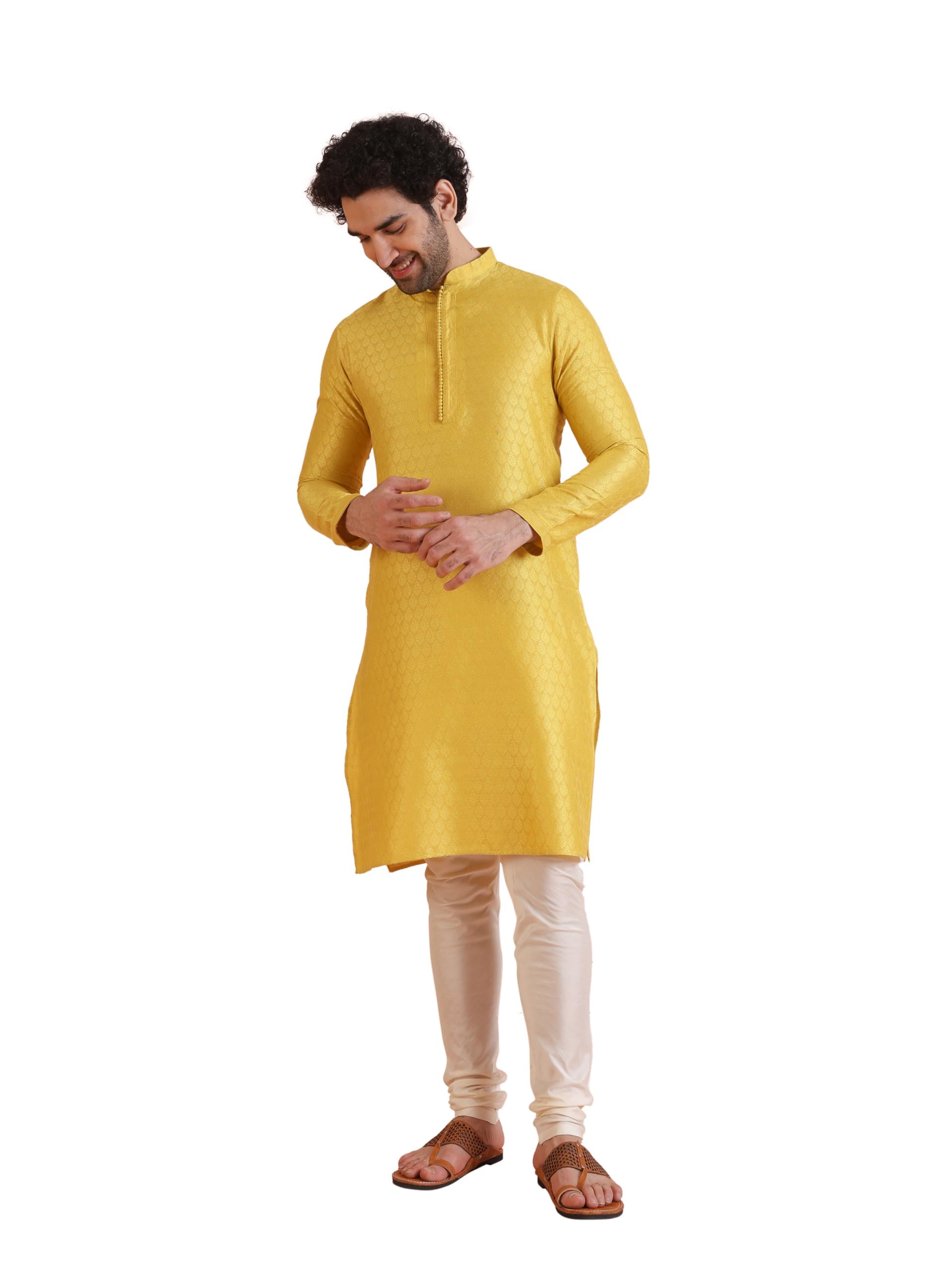 kisah Men Self Design Kurta Set Full Sleaves, Knee Length, Straight, Regular Fit, Mandarin Collar Ethnic Casual-picture-31