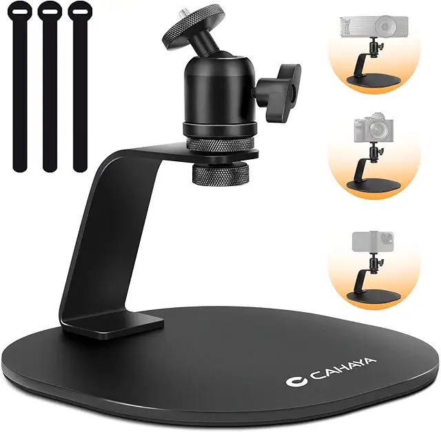 Imagen relacionada con CAHAYA Soporte de Proyector de Escritorio Mini - Rotación 360° Tornillo Montaje 1/4'' Compatible con la Mayoría de Proyectores Cámaras Modelo CY00375-1