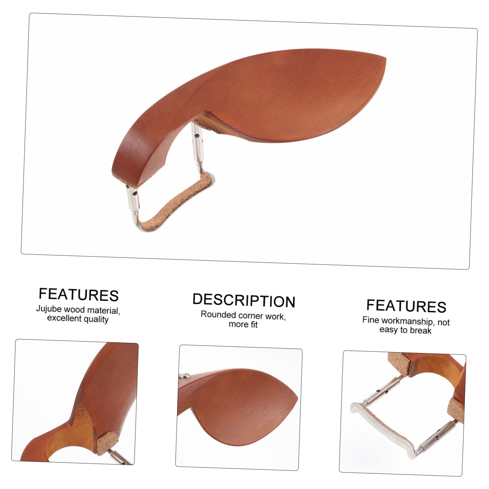 SUPVOX Natural Jujube Wood Violin Chin Rest Pad Stabilizing Violin Play Accessory