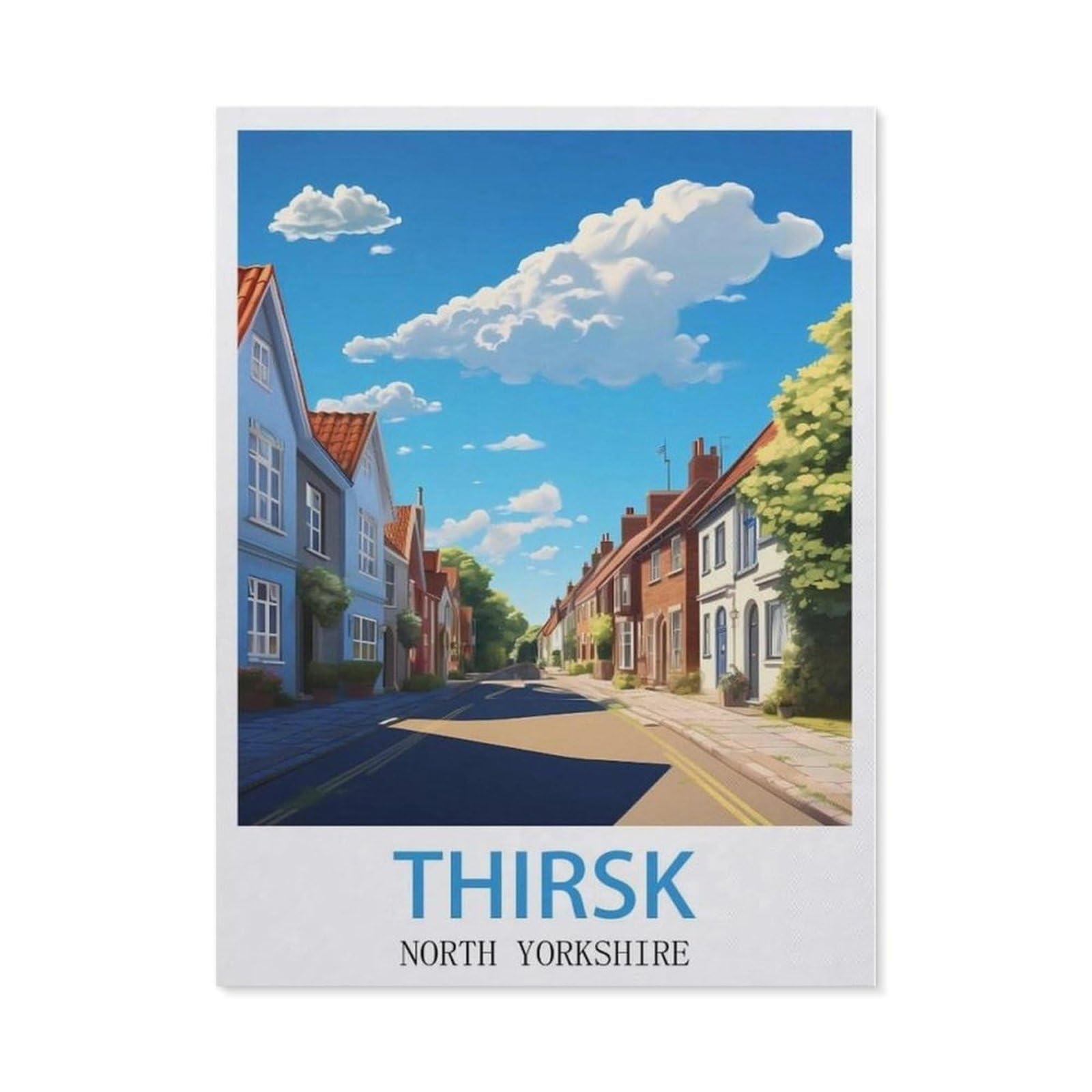 Beayodkp （30 X 40 Cm/11.81 X 15.74 Inches） Diamond Painting，Thirsk North Yorkshire Vintage Travel Poster，Full Round Diamond Embroidery Kits Cross Stitch Crystal Rhinestone Pictures Arts Craft Home Wall Decoration）-Ce46