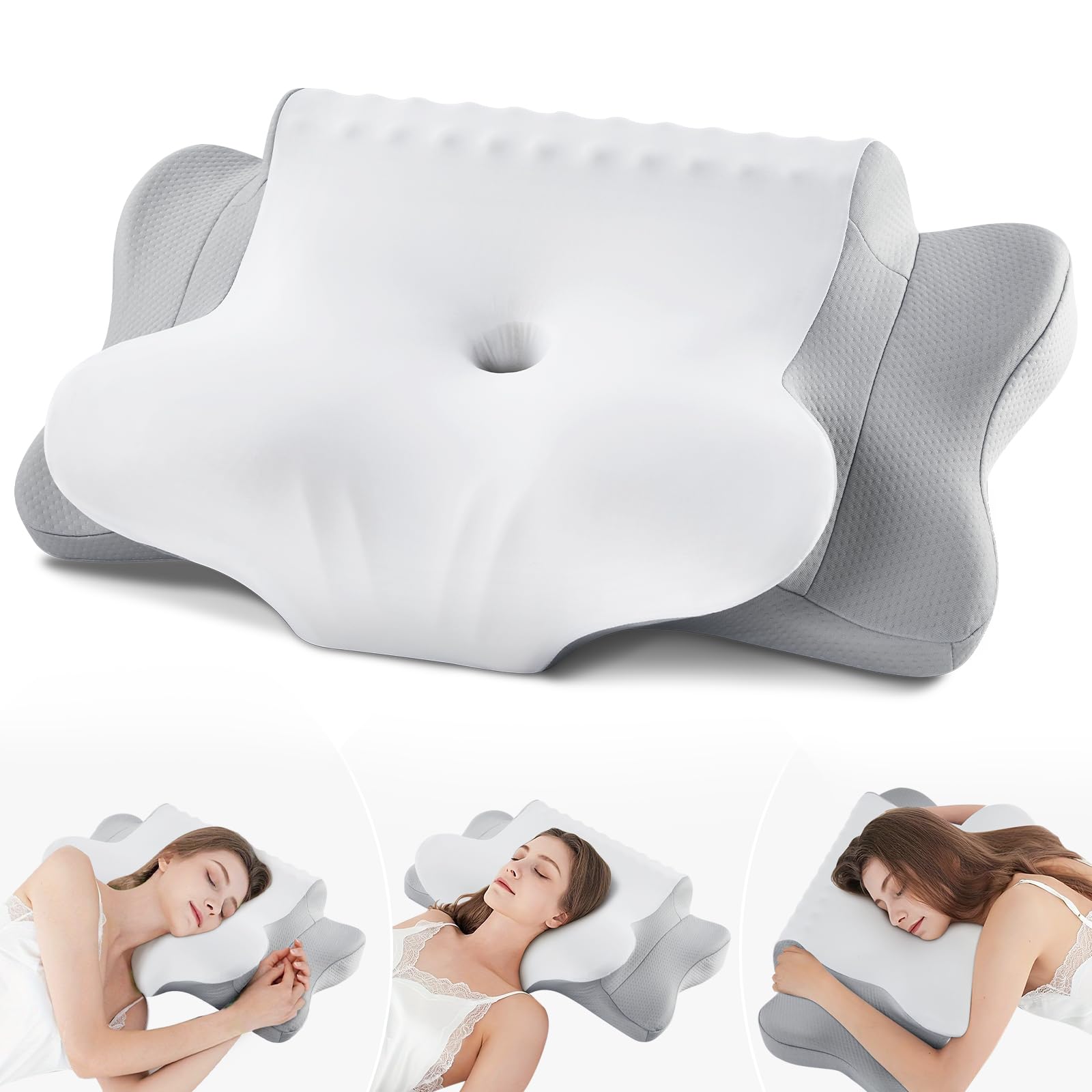 Nackenkissen Bücherkissen Kopfkissen, Memory Foam Kissen Ergonomisches Kopfkissen, Nackenstützkissen für Seitenschläfer, Rücken und Bauchschläfer