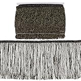 FINGERINSPIRE 10 m Schwarze Glitzernde Fransen 15cm Breite Polyester Quasten Spitzenbesatz Metallische Fransen Spitzenbesatz Nähquaste Spitzenbesatz Für Lateinamerikanische Tanzkleider Kostümzubehör