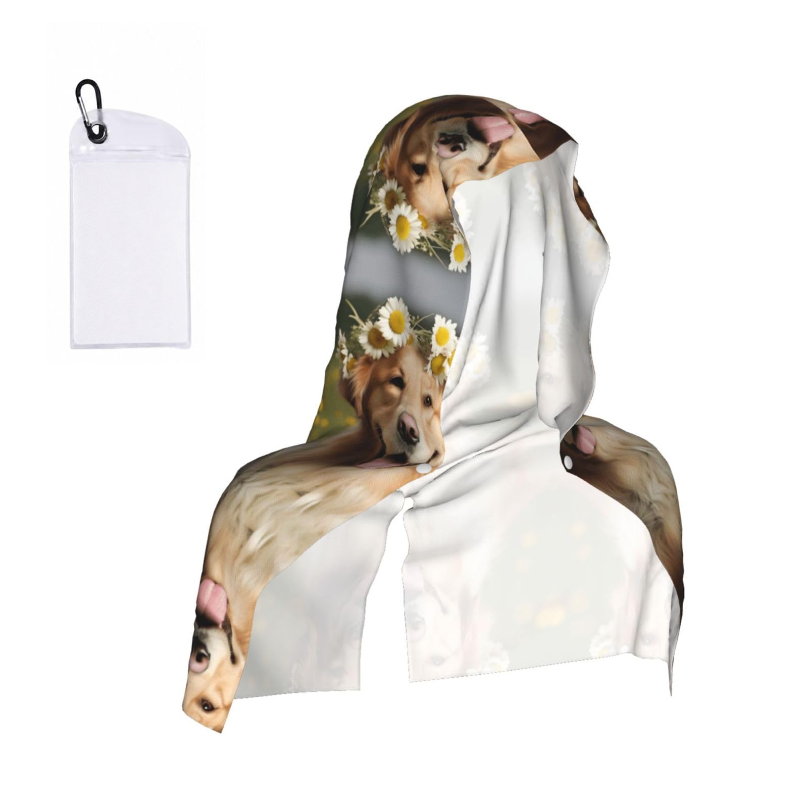 WXWJSHMGC Dog Print Cooling Hoodie Towel, Cooling Towels For Neck And Face Sun Protection Instant Cool Hoodie(Sport/Camping/Work Out/Hot Weather)