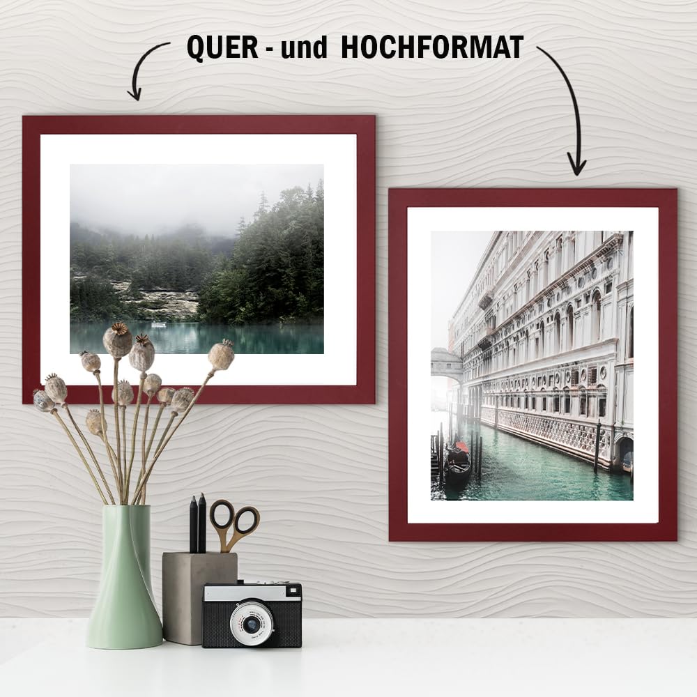 Haak Bilderrahmen modern stabil Miko Dunkelrot 80 X 120 cm Rahmen für Bilder Urkunden Poster Puzzle Pastell Farben