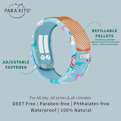 Miniatura 2 de PARA'KITO Pulseras de insectos y mosquitos para niños  Alternativa al aerosol de mosquitos  Pulsera impermeable para insectos al aire libre con