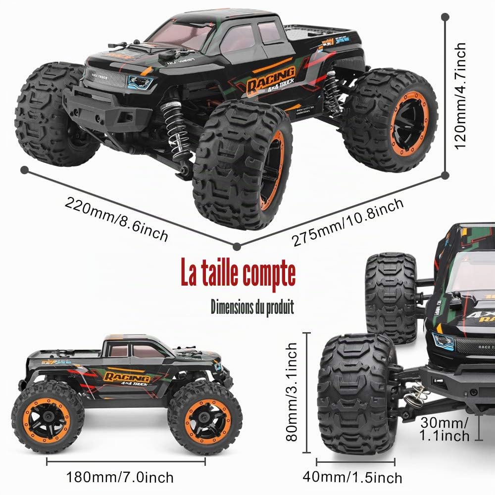 HAIBOXING Voiture Télécommandée 1:16 RC Car Monster Truck, étanche RTR Tout-Terrain Voiture RC 36 km/h, à Grande Vitesse à Distance Les Jouets Téléguidés