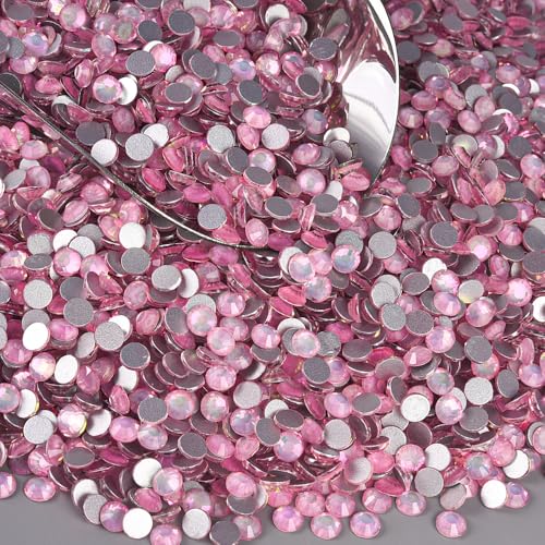 Image of Glass Rhinestones for Bedazzling Nails 2mm SS6 Pink Fairy Crystal 1440pcs | Flatback Gems for Shoes,Hair Pin,Skirt,Fedora Hat,Earphone Case,Champagne Glasses,Wedding,Hair Accessories Decoration