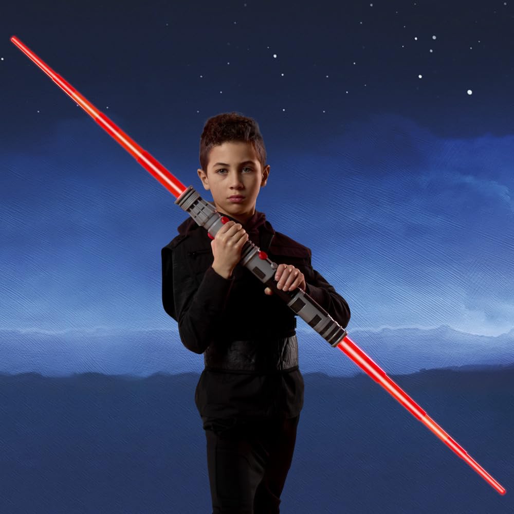 Star Wars, Darth Maul, Sable de luz electrónico de Doble Hoja, Sable de luz Rojo Oficial, para Usar con Disfraces, Juguetes para niños y niñas a Partir de 4 años