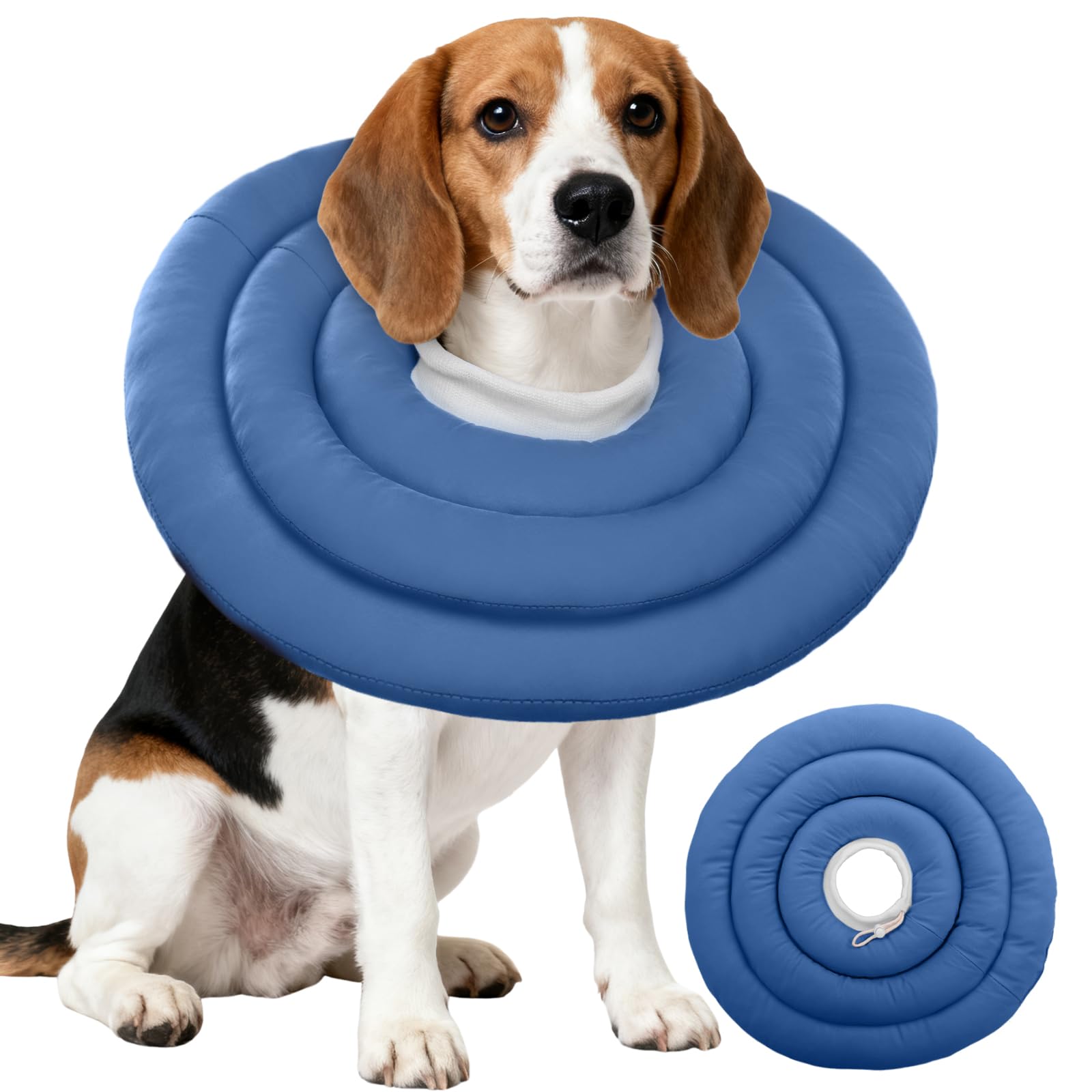 IDOMIK Dog Recovery Collar, Waterproof Soft Dog Cone After Surgery, Comfy Protective Elizabethan Collar Alternative for Dogs Cats, Adjustable Pet Neck Donut Cone Anti-Licking Biting Wounds,Navy,XL