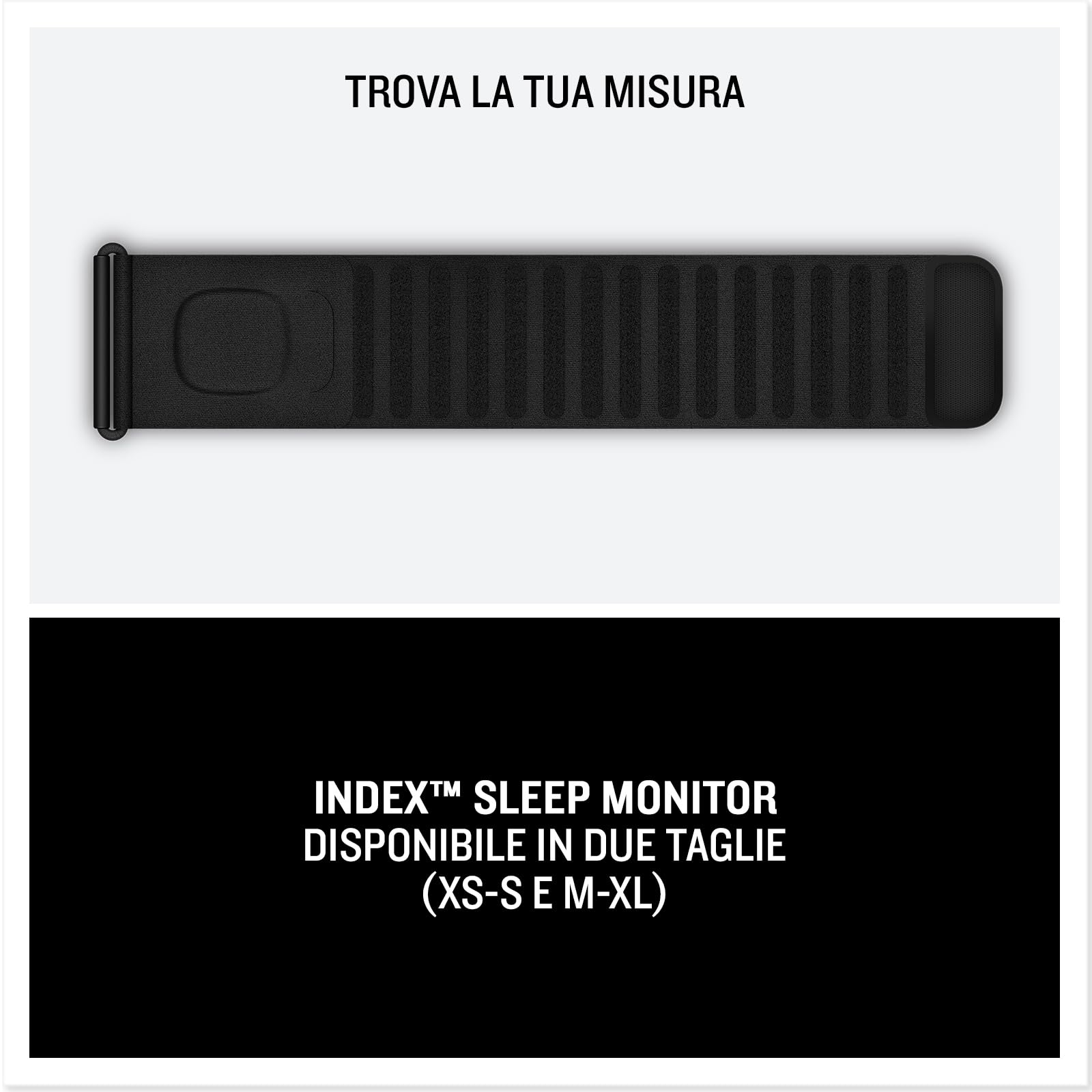 Garmin Index Sleep Monitor, Fascia da Braccio, Monitoraggio del Sonno, Fasi, Durata, Sleep Score, HRV, Saturazione, Temperatura Cutanea, Sveglia a Vibrazione, Autonomia fino a 7 notti (L/XL)