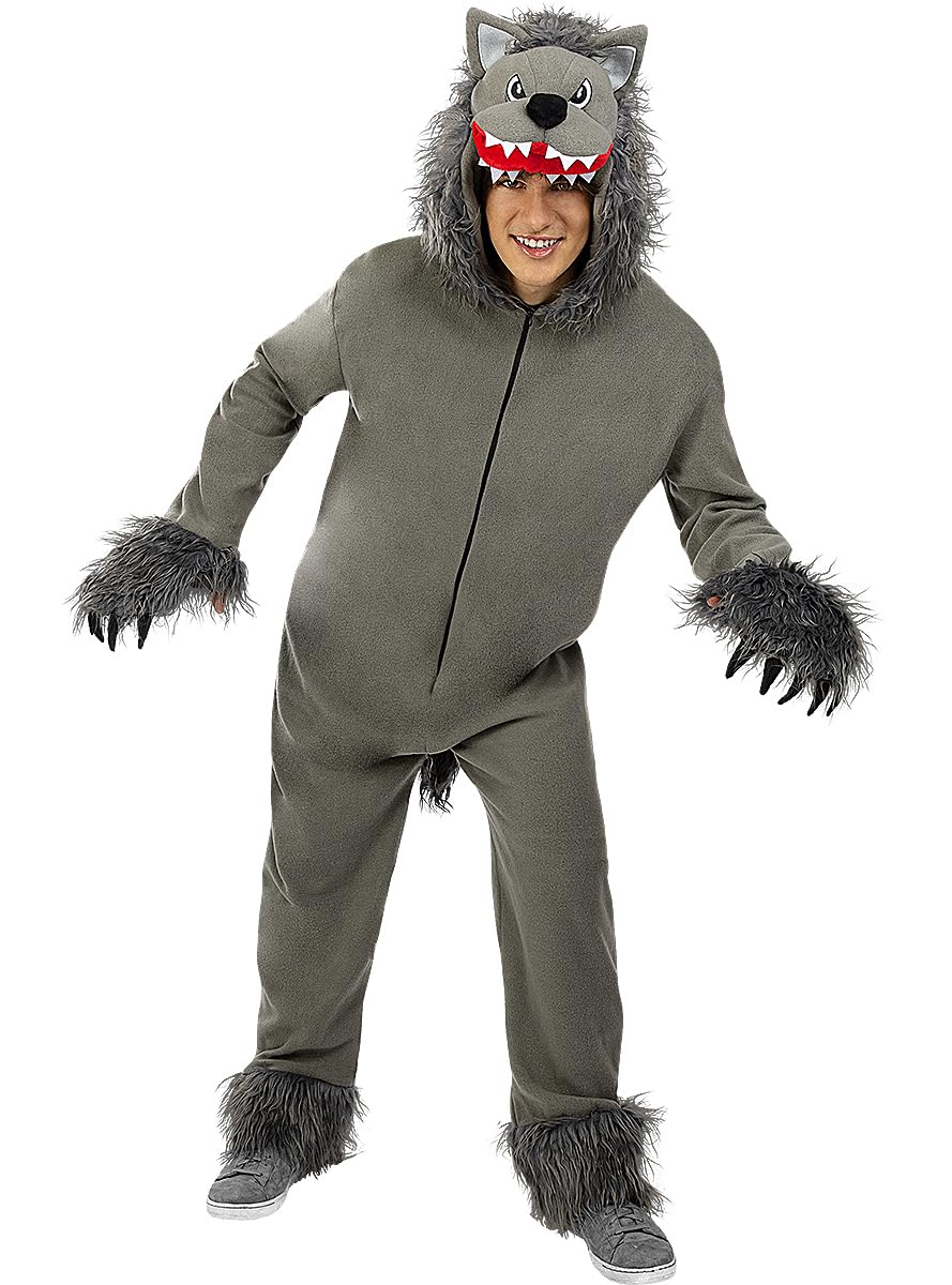 Funidelia | Disfraz de lobo gris para hombre y mujer Hombre Lobo, Lobo Feroz - Disfraz para adultos y divertidos accesorios para Fiestas, Carnaval y Halloween - Gris/Plateado