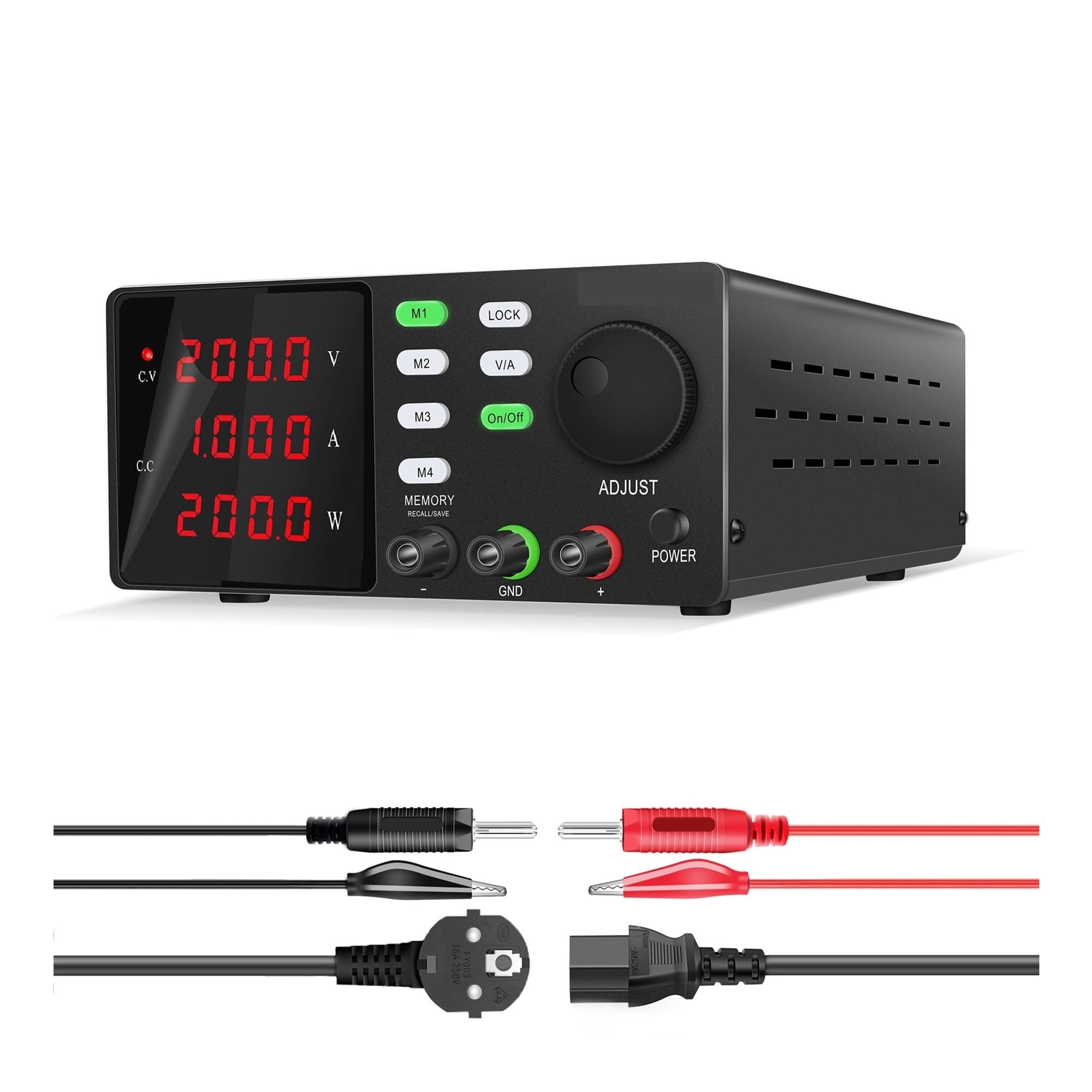 Alimentatori CC programmabili 232/Porta USB Alimentatore programmabile CC Banco da lavoro regolabile for la manutenzione del laboratorio 200V 300V 1A Software for PC 30V 10A 5A 60V ( Color : 200V 1A 2