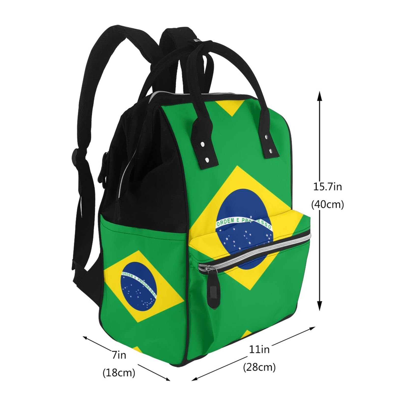 Pañaleras Para Bebe Drapeau Brésilien Durable Sac à langer Sac à dos et sac à langer pour maman et papa