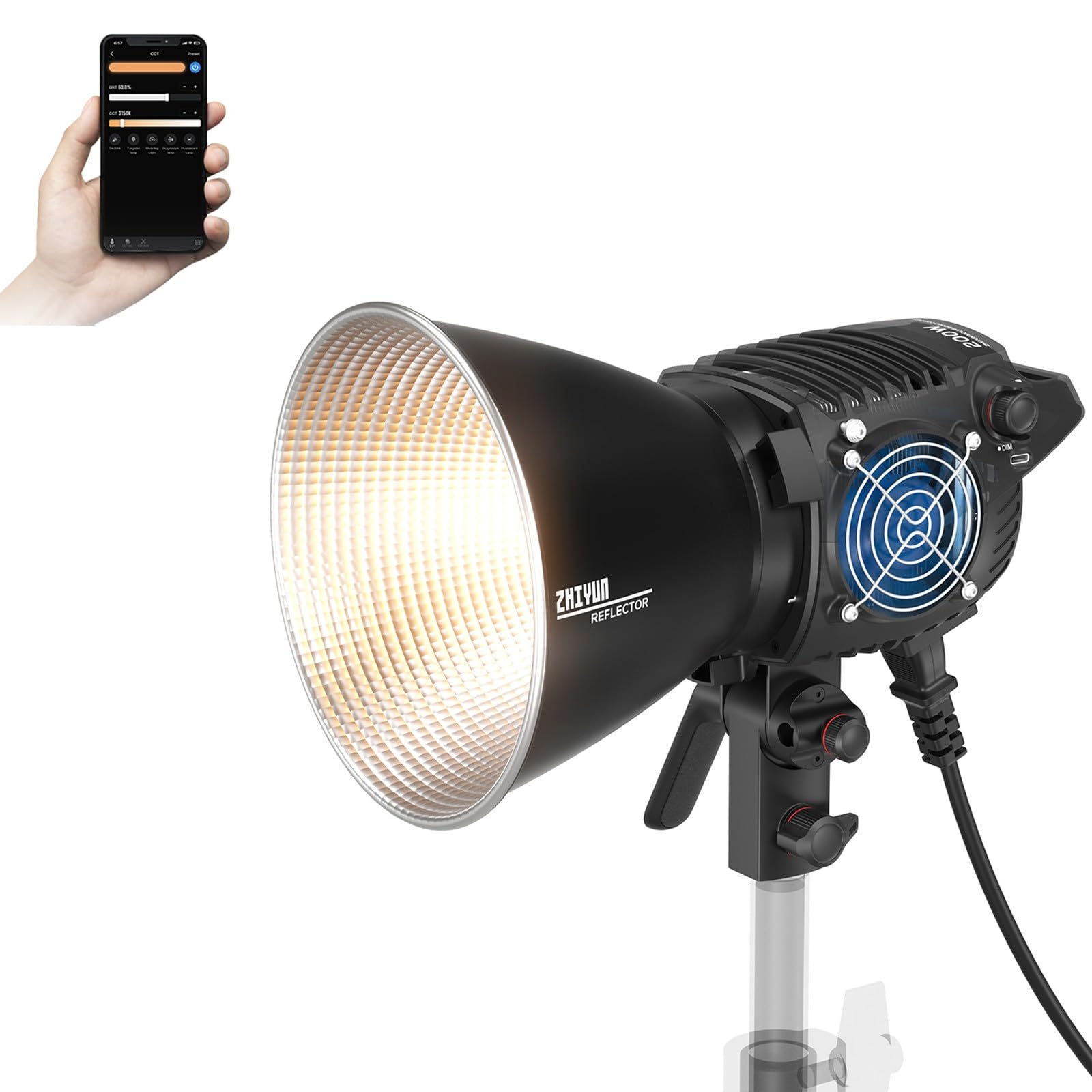 Zhiyun Molus B200 Luz de vídeo COB de 200 W com montagem Bowens
