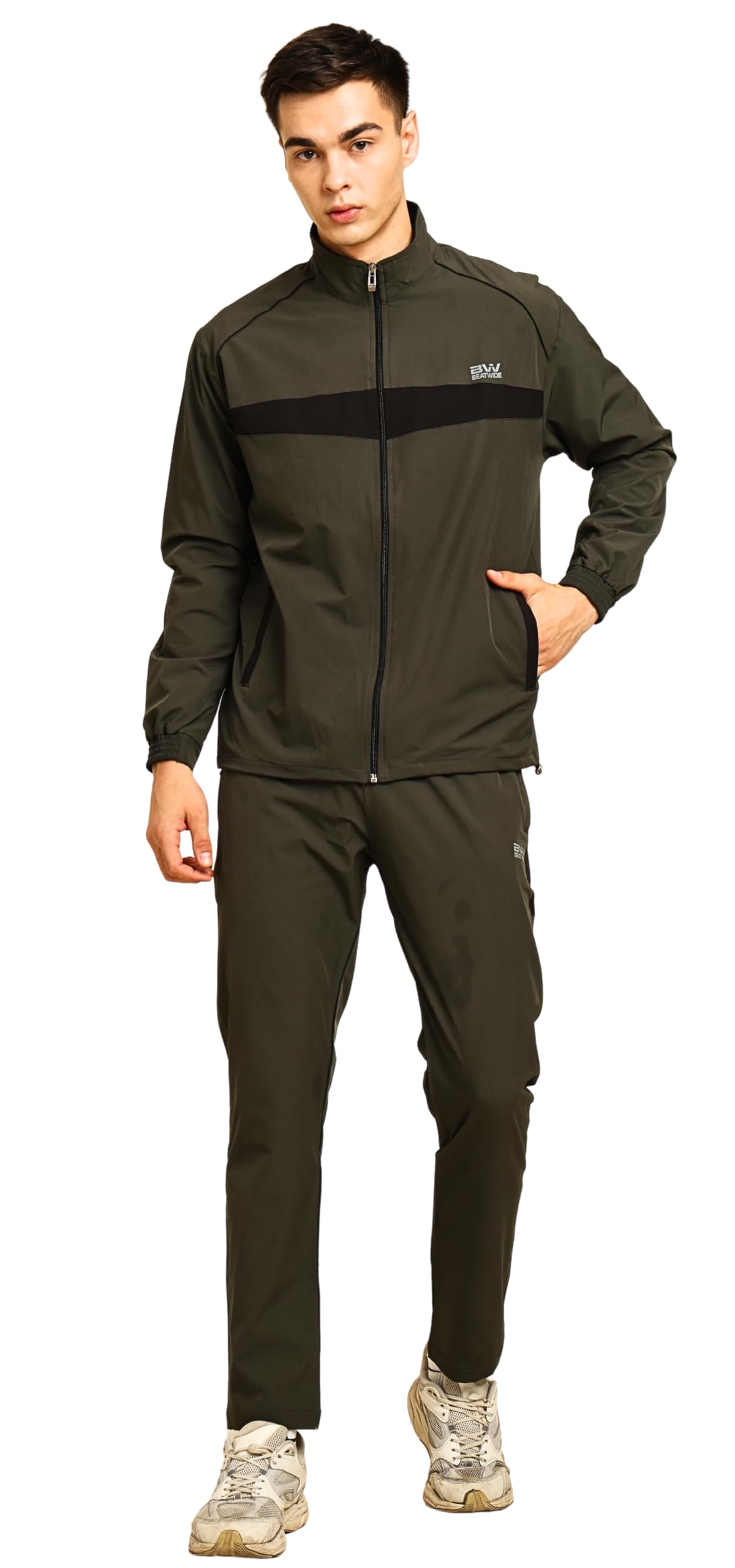 bw: beatwide Men’s NS Dot Terry Tracksuit with Breathable Mesh Lining | Gym Wear for Men Workout | Running Track Suit for Man Summer & Winter with Full Zip Jacket and Zippered Pants-picture-10