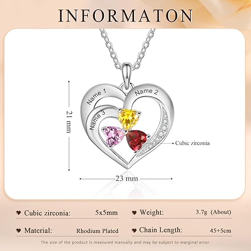 Miniatura 6 de Jeweidea Collar con colgante de piedra natal y nombre personalizado para mujer, regalo de joyería personalizado para mamá, esposa