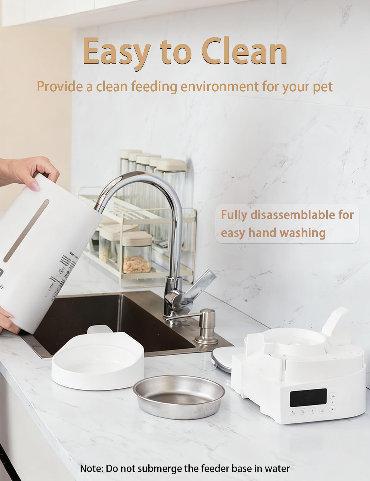 Timed Automatic Cat Feeder: 4L Programmable Cat Food Dispenser with Visual LCD Display, Automatic Dog Feeder with Airtight Storage,304 Stainless Steel Bowl,Dual Power Supply,Detachable for Cleaning - image 5