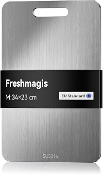 Titanium Chopping Board with Double-Sided Use, Premium Stainless Steel Chopping Board for Kitchen, Easy to Clean, Sturdy and Durable, Antibacterial and Odorless (33.5 × 23 cm)