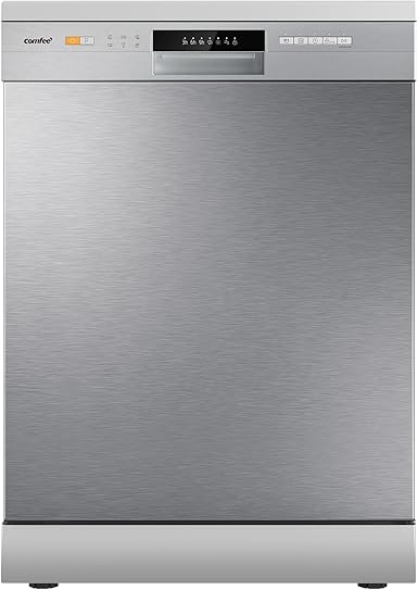 COMFEE' CDWPF1201PS Dishwasher Freestanding, 60 cm, 12 place settings, delayed start, half load function, flexible baskets - Stainless steel, 49 dB, Button control