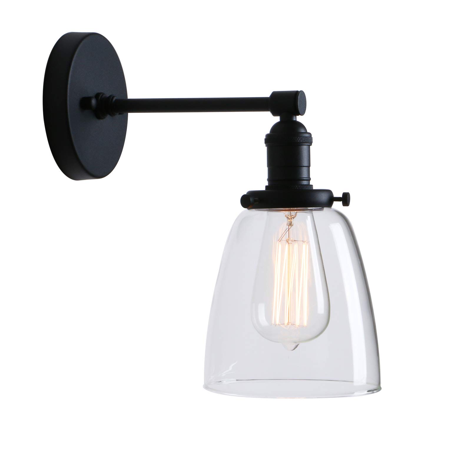 Phansthy Vintage Wandleuchte Moderne Wandlampe Deckenglocken klarglas Wandleuchten Wandbeleuchtung Industrie Loft-Wandlampe Wandbeleuchtung Küchenwandleuchte Spiegeleuchte(Schwarz Farbe)