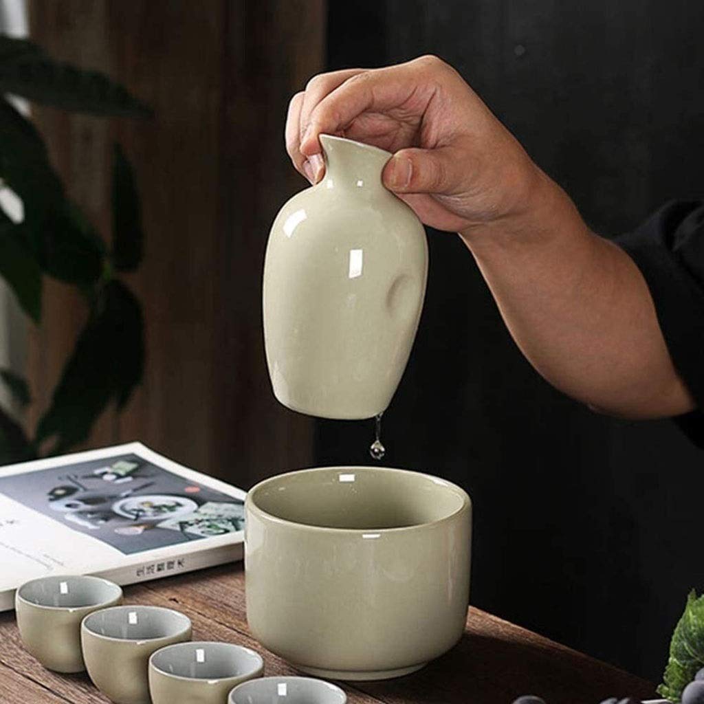 Set da sakè in ceramica in stile giapponese, artigianato tradizionale, 10 secondi, bicchiere da vino in ceramica color crema giapponese (con isolamento) per freddo/caldo/sakè/shochu/tè, il miglior re