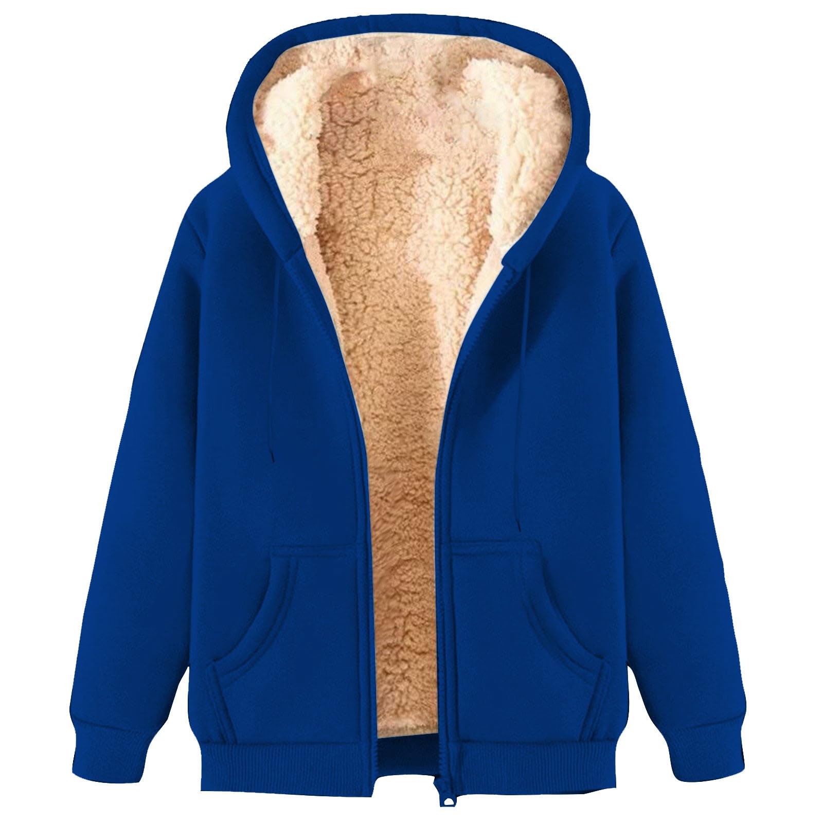 Fleece Jacket Women UK Sale Ladies Teddy Fleece Hoodie Winter Coat Sherpa Lined Jacket Women Full Zip Hoodie Teddy Bear Coats Fleece Sweatshirts Ladies Fleece Tops Sweater Outwear Winter Clothes