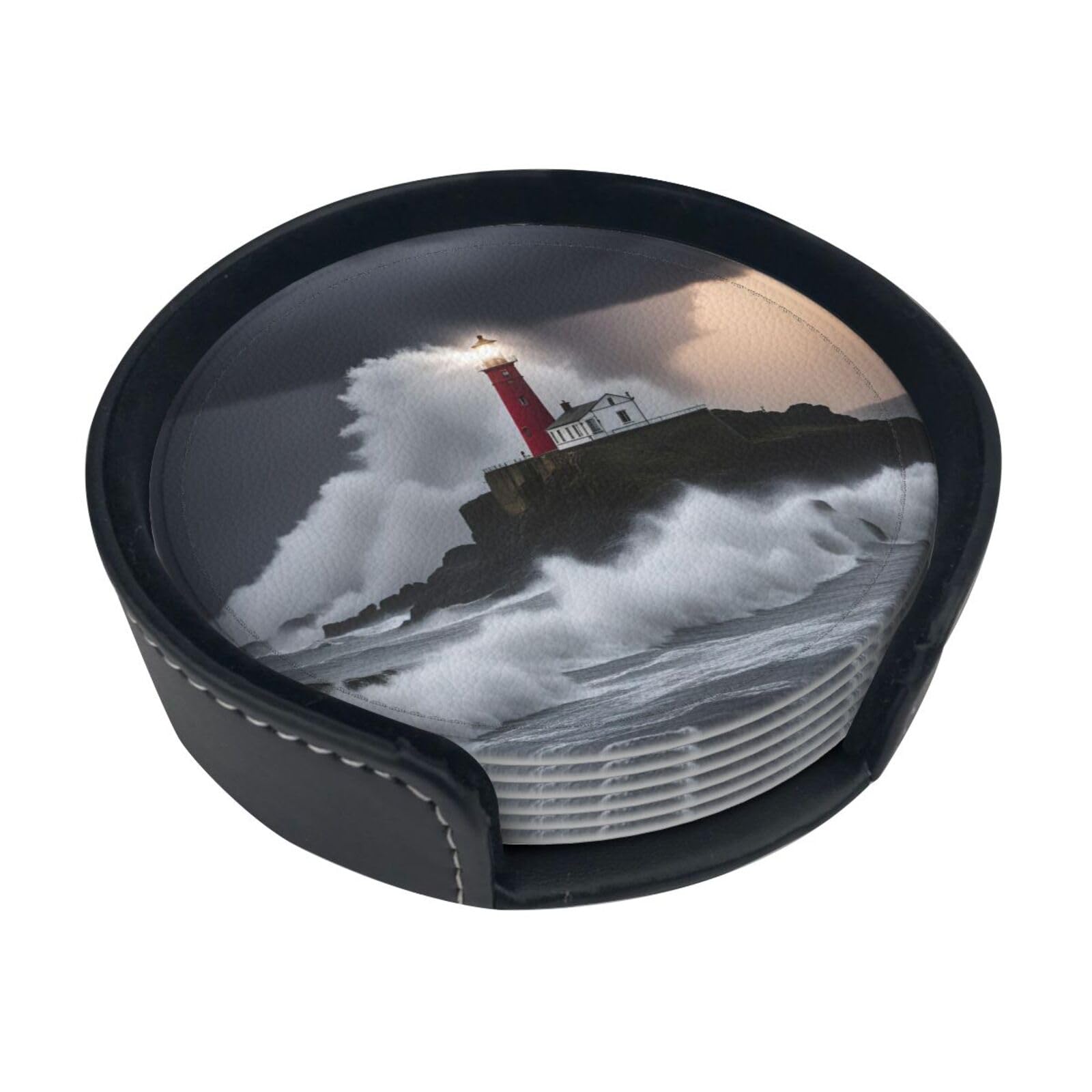 Dessous de verre en polyuréthane haut de gamme motif phare et finition soignée