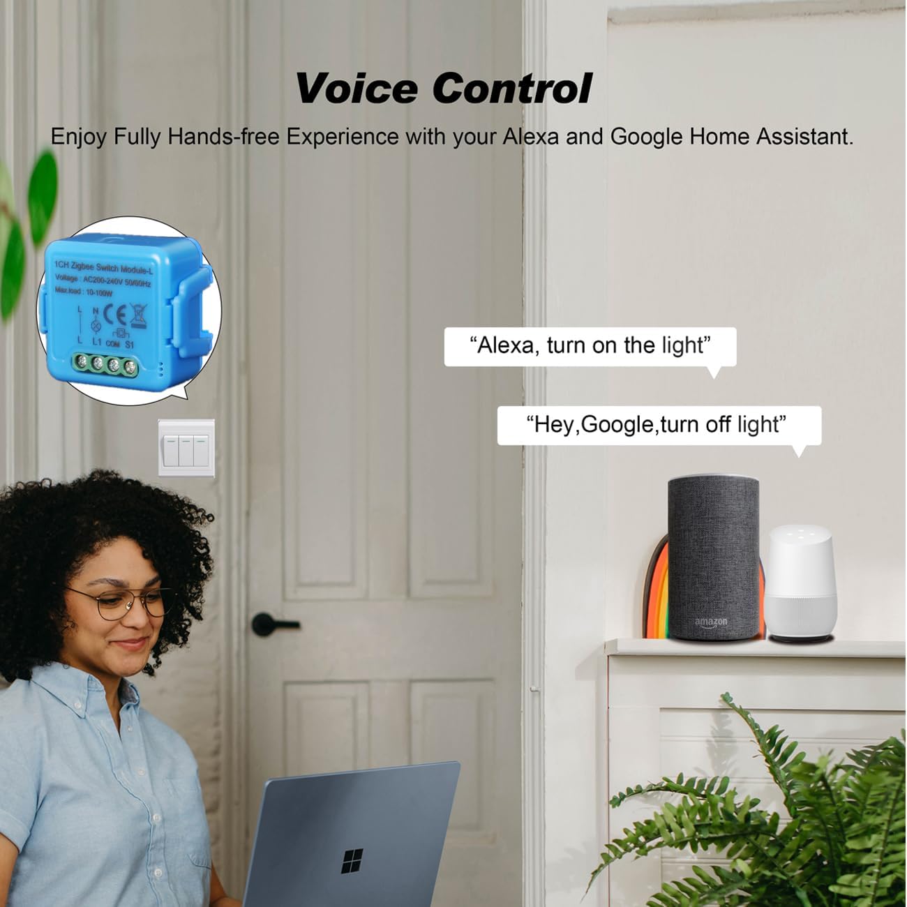 Yueyang Interrupteur Intelligent ZigBee Sans Fil (Pas de Fil Neutre Requis) - Compatible Avec Alexa, Google Home, Home Assistant - ZigBee 3.0 Gateway Hub Requis (4)