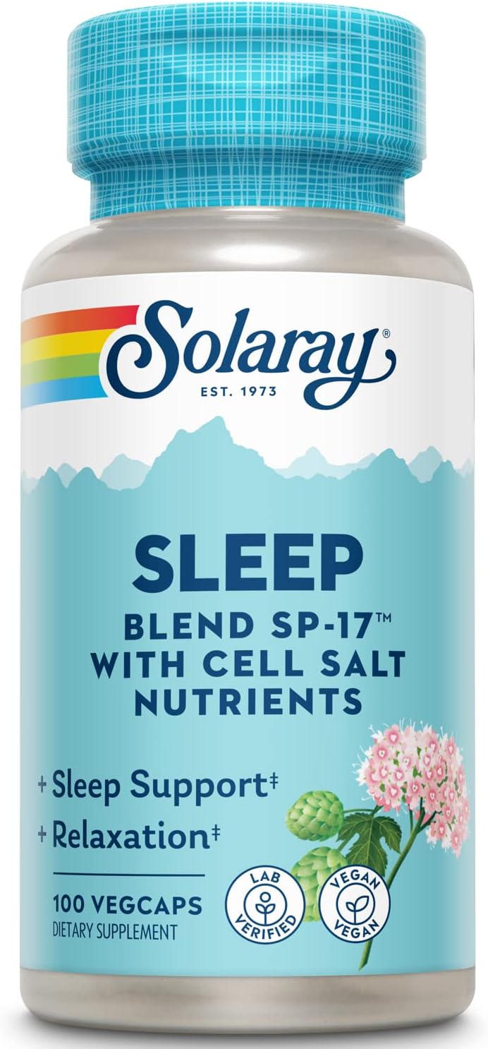 SOLARAY Sleep Blend SP-17 | Herbal Blend w/Cell Salt Nutrients to Help Support Healthy Sleep & Relaxation | Non-GMO, Vegan | 100 VegCaps SOLARAY Sleep Blend SP-17 | Herbal Blend w/Cell Salt Nutrients to Help Support Healthy Sleep & Relaxation | Non-GMO, Vegan | 100 VegCaps