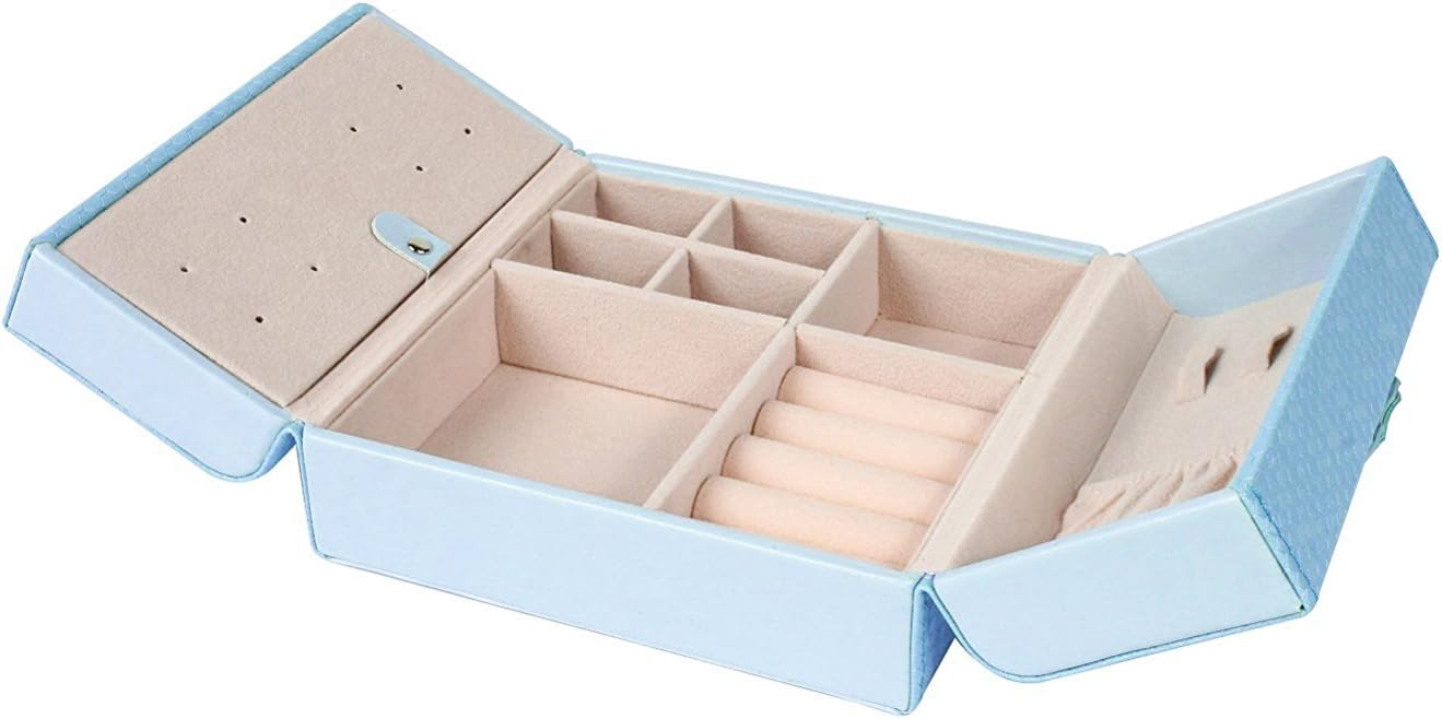 Kenather Leatherette Butterfly Jewelry Box Organizer Case for Storage Travel Gift (Light Blue)