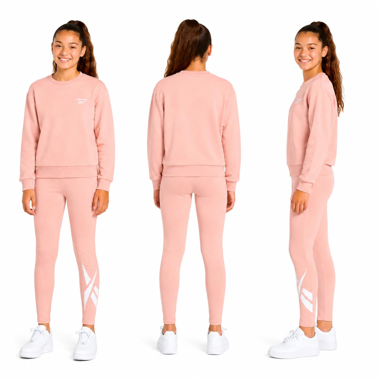 Reebok Mädchen-Hosen-Set – 2-teiliges leichtes Langarm-Shirt und Mädchen-Leggings – atmungsaktive athletische Outfits
