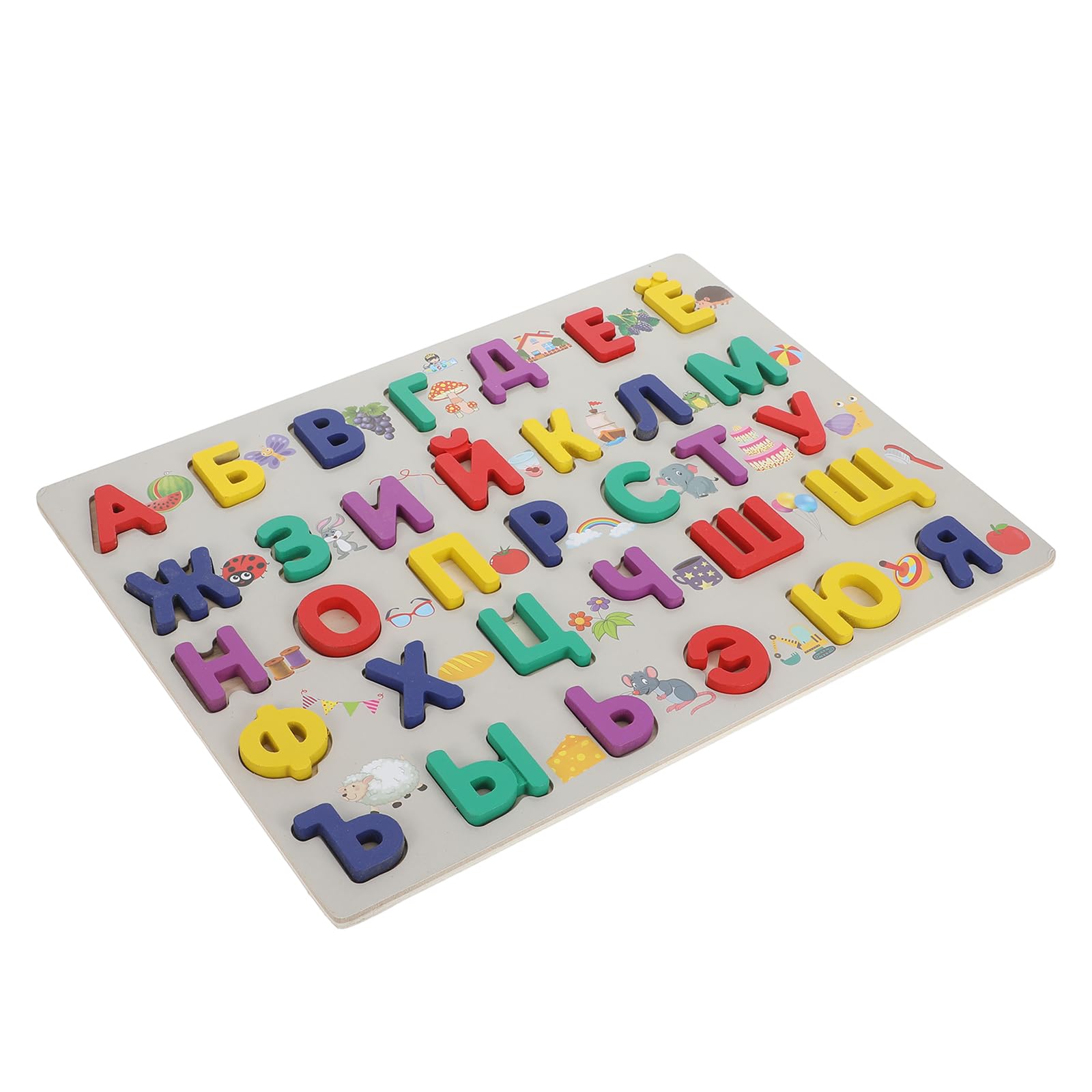 1 jeu de puzzles en bois avec alphabet russe, comprenant un plateau et des blocs de lettres, idéal pour l'apprentissage préscolaire des tout-petits (filles et garçons).
