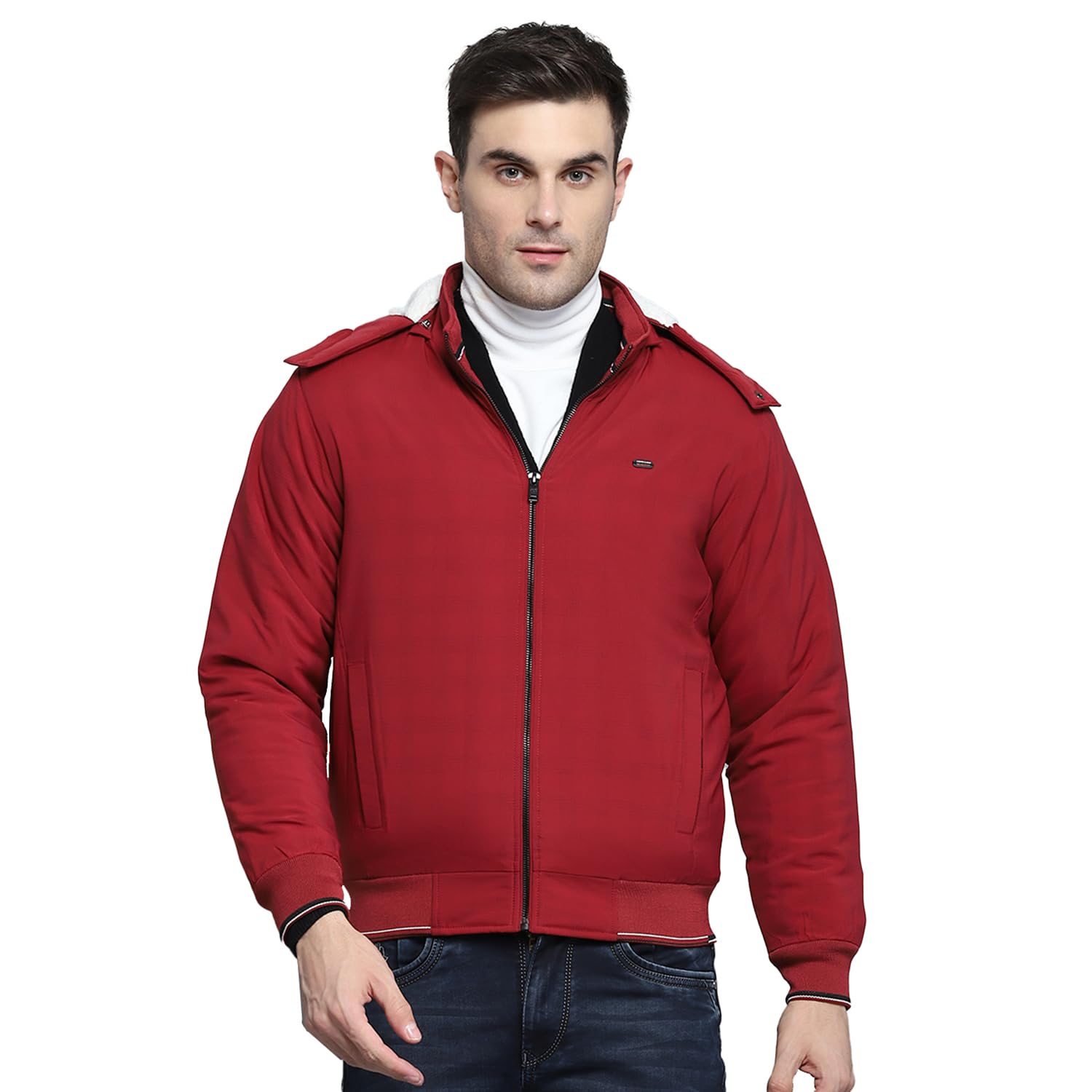 monte carlo Mens Solid Red Detachable Hood Full Sleeves Jacket-picture-45