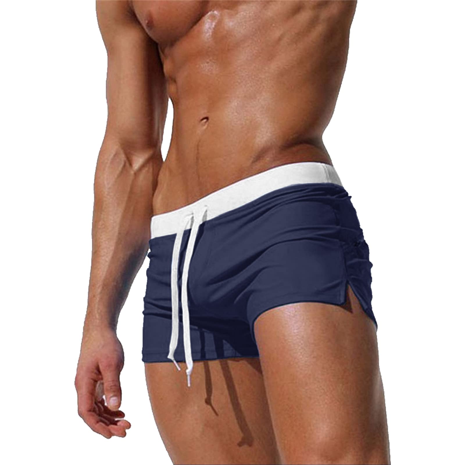 EDOTON Herren Badehose Jungen Bademode Sexy Badeshorts für Männer Schwimmhose mit Reißverschlusstasche Trainingsshorts Elastisch Verstellbar Mit Tunnelzug Badeshorts