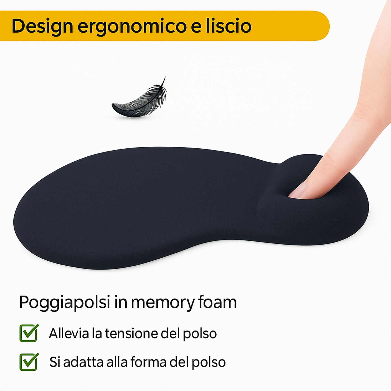 Tappetino Mouse Con Poggiapolsi In Gel - Morbido, Antiscivolo, Per Gaming E Ufficio | Base In Gomma, Superficie Precisione - Foto 5