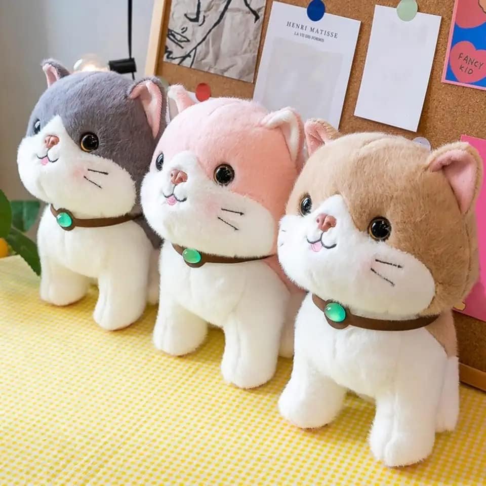 Image of Cat Soft Toy Adorable Kitten Animal Stuffed Toys Plushie Plush for Kids Girls Baby Toddlers Gift 25cm