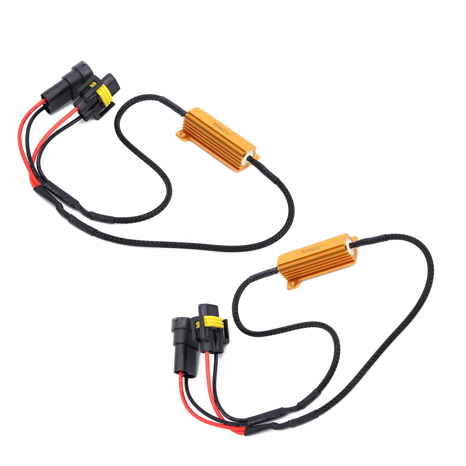2 Pares de Decodificadores de Resistencia LED H11 Decodificador de Resistencia LED 50W 6Ω H11 880 881 Adaptador de Resistencia de Carga de Metal LED para Señales de luz